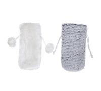 OFFSCH 2 Pcs Christmas Decorative Bottle Sleeves White Grey Plush Wine Bottle Covers for Festive Table Decorations Xmas Party Home Bar Hotel Office Holiday Atmosphere Enhancers