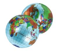 OFFSCH 2 Pcs Inflatable Globe Balls for Educational World Map Portable Geography Learning Tool with Colorful Country and City Details