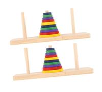 OFFSCH 2 Pcs Wooden Hanoi Tower Puzzle Intellectual Brain Teaser Game for Adults and Over Smooth Surface Safe DIY Board for Creativity and Relaxation at Home Party
