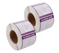 OFFSCH 2 Rolls Allergen Alert Stickers Food Allergy Label Stickers with Writable Surface for Baking Retail Use Clear Adhesive Allergy Warning Tags for Safer Food Service Management