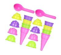 OFFSCH 2 Sets Ice Cream Play Set with Molds Scoops Stackable Cones Creative Backyard Sand for Summer Fun Lightweight Portable Pretend Play Collection for Indoor Outdoor Use
