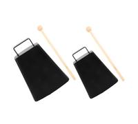 OFFSCH 2 Sets Lightweight Metal Cowbells with Drumsticks Black Hand Percussion Instruments for Sporting Events Music Education Early Childhood Development