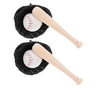 OFFSCH 2 Sets Miniature Dollhouse Accessories: Mini Baseball Bat And Gloves Kit - Dollhouse Miniature Sports Set For Figures Micro Landscape Decoration