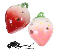 OFFSCH 2 Sets Strawberry Shaped Ocarinas for Beginners Lightweight Wind Instruments with Gentle Sound Compact Practice Flutes for Students Creative Random Color
