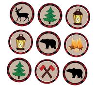 OFFSCH 20 Sheets Creative Lumberjack Bear Theme Round Sealing Stickers with Self Adhesive Packing Decals Strong Adhesion for Party Decoration Notebooks and Crafts