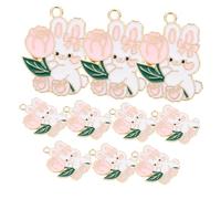 OFFSCH 20pcs Alloy Rabbit Charms Pendant for DIY Jewelry Making Versatile Key Ring Accessories with Vivid Pink Designs Alloy Material for Earrings Necklaces Crafts