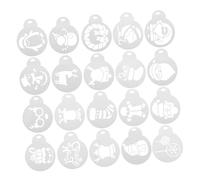 OFFSCH 20Pcs Christmas Dessert DIY Stencils Reusable Hollow Baking Templates for Cake Coffee Latte Art Safe Pet Material Easy to Clean Festive Holiday Patterns for Bakers