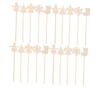 OFFSCH 20pcs Christmas Fairy Wand DIY Kit Unfinished Wood Sticks with Snowflake Angel Snowman Xmas Tree Tops for Princess Craft Painting Party Favor