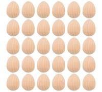 OFFSCH 20pcs Medium DIY Wooden Easter Eggs Set 3.5x3.5x4.5cm Unfinished Wooden Eggs for Easter Drawing and Decoration Craft Supplies