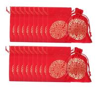 OFFSCH 20pcs Silk Drawstring Candy Bags Small Decorative Gift Pouches for Spring Festival Wedding Party Lunar Year Treat Holders Satin Packaging