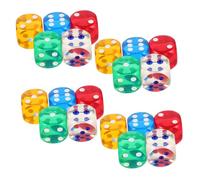 OFFSCH 20pcs Translucent Rainbow Acrylic Dice Bulk Colorful Six-sided Cubes with Rounded Corners for Classroom Math Teaching Board Games Halloween Party Entertainment