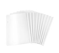 OFFSCH 20pcs Transparent File Folder Sliding Clamp Report Covers Non-Slip Locking Bar Document Organiser Holders Capacity Plastic Paper Protectors for Office School Home Use White