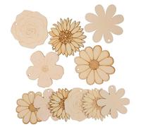 OFFSCH 20pcs Wooden Flower Cutouts for Crafts Lightweight Cartoon Sunflower Charms with Jute String DIY Hand-Painted Decorations for Art Projects Home Decor