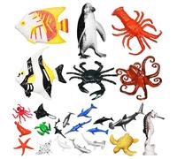 OFFSCH 24 Pcs Mini Ocean Animal Figurines Plastic Creatures for Educational Play and Water Activities Realistic Biology Decor for Learning and Entertainment