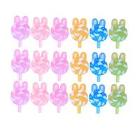 OFFSCH 24pcs Luminous Rabbit Ears Lollipop Model Simulation Charms for Keychain Making Diy Craft Jewelry Accessories Glow Dark