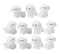 OFFSCH 24pcs Mini Dog Statue Resin White Glow the Dark Tiny Dog Figure Fairy Tale Micro Landscape Decoration for Dollhouse and Office