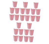 OFFSCH 25pcs Classic Striped Popcorn Containers Paper Snack Cups for Parties Carnivals Movie Nights Retro Red and White Paper Food Cups with Easy Fold Assembly and Generous Capacity