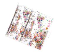 OFFSCH 2pcs A6 Glitter Loose-leaf Binder Covers, Colorful Sand Stream Notebook Shells for School and Office, Reusable Planner Binder with Card Storage, for Student Organizing
