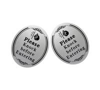 OFFSCH 2pcs Adhesive Please Knock Door Signs Stick-on Entry Sign Small Plate for Bedroom and Private Room Front Door Reminder