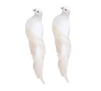 OFFSCH 2pcs Artificial Christmas Dove Birds Realistic Decorative Birds with Clips for Garden Wedding Banquet Party and Home Decor Accessories