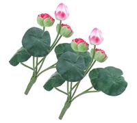 OFFSCH 2PCS Artificial Lotus Flowers with Stems EVA Material Realistic Faux Lotus Bouquet for Wedding Party Home Office Temple Decoration Symbolizing Purity and Harmony