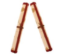 OFFSCH 2pcs Bamboo Calligraphy Brush Holder Canvas Roll-up Case for Artists and Beginners, Watercolor Brush Storage Organizer Printed Design, Portable Painting Tool Bag for Travel and Home