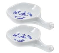 OFFSCH 2pcs Blue and White Porcelain Ink Dish Set with Pen Rest Ceramic Ink Plate for Calligraphy Brush Holder for Chinese Calligraphy Supplies and Painting Accessories Random Style