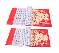 OFFSCH 2pcs Chinese Year Horse Hanging Calendar Tearable Lunar Annual Wall Scroll with Multi-nation Holiday Markings Traditional Feng Shui Red Decor for Home Office