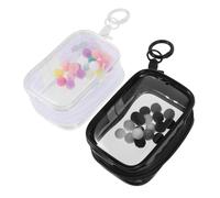 OFFSCH 2pcs Clear Doll Pouch Portable Mini Figure Display Bags with Pompom Keychain Charms Small Transparent Storage Case for Collectibles and Accessories
