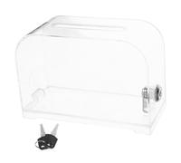 OFFSCH 2pcs Clear Donation Box with Lock for Fundraising Transparent Acrylic Suggestion and Ballot Box with Front Slot Secure Charity Collection Container for Office and Event Use
