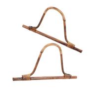 OFFSCH 2pcs D-Shaped Wooden Purse Handles for DIY Handmade Beach Bags Replacement Handbag Grips with Natural Wood and Rattan Texture Easy Install Purse Handles for Crochet and Straw Bags