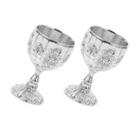 OFFSCH 2pcs European Style Wine Goblets Retro Whisky Cups with Manual Edges Grinding Oxidation-Resistant Noble Silver Pumpkin Chalice for Banquets and Elegant Desktop Decoration