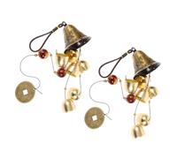 OFFSCH 2pcs Feng Shui Wind Chimes with Dragon Phoenix Pattern Vintage Alloy Bells for Garden and Outdoor Hanging Soothing Harmony Decor for Luck Blessing Sound