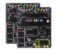 OFFSCH 2pcs First Day of School Sign: Double Sided Reusable Wood Chalkboard - Back to School Supplies - for Preschool Kindergarten 1st Grade Elementary Photo Prop