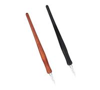 OFFSCH 2pcs Glass Dip Pens Set Wood Handles for Calligraphy and Writing, Black and Brown Long Style Signature Writing Tools for Artistic Drawing and Creative Lettering
