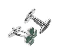 OFFSCH 2pcs Green Heart Four Leaf Clover Cufflinks for Men, Alloy Material with Reliable and Versatile Use, Stylish and Unique Design for St Patricks Day and Formal Events