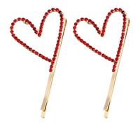 OFFSCH 2pcs Heart-shaped Hair Clips Set with Rhinestones, Alloy Material, Delicate and Stylish Bobby Pins for Weddings and Dinners, No Crease Hair Accessories to Add Beauty