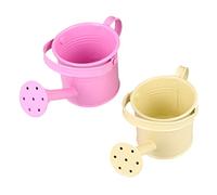 OFFSCH 2pcs Iron Watering Can with Long Spout for Plants Portable Garden Watering Tin in Beige and Pink Large Capacity Leakproof Pots for Indoor and Outdoor Gardening