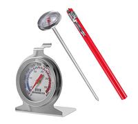 OFFSCH 2pcs Kitchen Oven Thermometer Gauge with Probe Instant Read Stainless Steel Food Thermometer for Meat Turkey Beef Bbq Coffee and Beverage Temperature Measurement