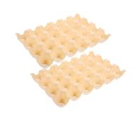 OFFSCH 2pcs Large Egg Container Pp Egg Carton with Grooved Grids Stackable Slim Design Beige Convenient to Use Fits into Refrigerator for Kitchen Storage