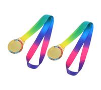 OFFSCH 2pcs Metal Gold Competition Medals with Neck Ribbon for Marathon Football Basketball Sports Awards Multisport Trophy for School Events Community Sports Day
