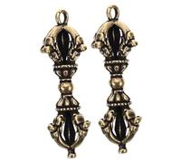 OFFSCH 2pcs Mini Brass Vajra Pestle Ornament Creative Desktop Vajra Pestle Decor Small Brass Figurines for Home Office Bookshelf Decoration Unique Tibetan Dharma Craft
