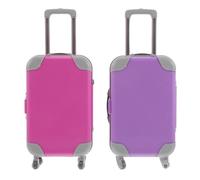 OFFSCH 2pcs Miniature Toy Suitcase: 18 Inch Doll Travel Accessories - Hard Shell Mini Rolling Luggage with Handle Wheels - Kids Pretend Play Travel Set
