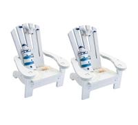 OFFSCH 2pcs Miniature Wood Beach Chair and Doll House Ornament Set Mediterranean Style Decorative Mini Beach Chairs for Boys and Girls Plaything and Diy Doll Decor