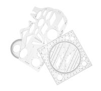 OFFSCH 2pcs Multi-Functional Geometric Ruler Set Includes Draft Rulers and Measuring Tool High Precision Plastic for Drawing Drafting and Measuring in Office and School