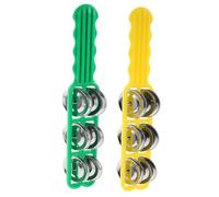 OFFSCH 2pcs Plastic Tambourine Sticks with Jingle Bells for Lightweight Handheld Percussion Instruments in Bright Colors Musical for Early Education and Group Play