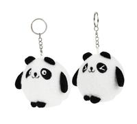 OFFSCH 2pcs Plush Panda Key Ring Cute Cartoon Keychains Bag Pendant for Couples and Friends Soft Hanging Ornaments for Home Office Car Practical and Decorative Accessory