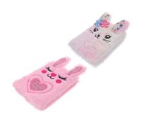 OFFSCH 2Pcs Plush Rabbit Notebook for Cute Lined Diary Book with Fuzzy Cover Multi-function Writing Journal for School Travel and Daily Plans