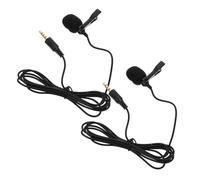 OFFSCH 2pcs Portable Black Lapel Microphone with 4-pole 3.5mm Plug, Copper Wired Mini Mic for Phones and Laptops, Lightweight Hand Free Microphone for Live Broadcasts and Recordings