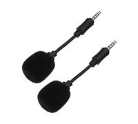 OFFSCH 2pcs Portable Noise Reduction Condenser Microphones with 3.5mm Threaded Jack, Mini Voice Recording Mics for Live Streaming, Singing, and Computer Use in Black